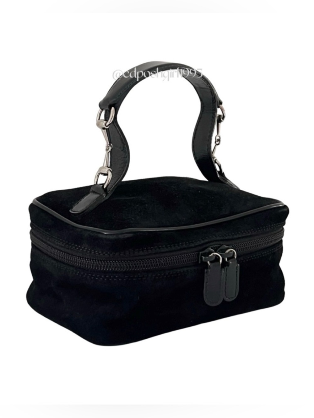 Gucci by Tom Ford Horsebit small vanity makeup case suede leather with handle